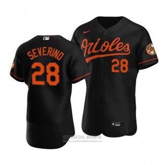 Camiseta Beisbol Hombre Baltimore Orioles Pedro Severino Autentico Alterno Negro