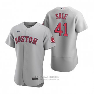 Camiseta Beisbol Hombre Boston Red Sox Chris Sale Autentico Road Gris