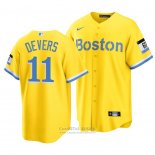 Camiseta Beisbol Hombre Boston Red Sox Rafael Devers 2021 City Connect Replica Oro