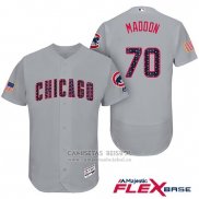 Camiseta Beisbol Hombre Chicago Cubs 2017 Estrellas y Rayas Cubs 70 Joe Maddon Gris Flex Base