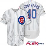 Camiseta Beisbol Hombre Chicago Cubs 2017 Postemporada 40 Willson Contreras Blanco Flex Base