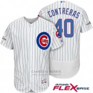 Camiseta Beisbol Hombre Chicago Cubs 2017 Postemporada 40 Willson Contreras Blanco Flex Base
