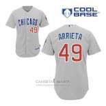 Camiseta Beisbol Hombre Chicago Cubs 49 Jake Arrieta Gris Cool Base