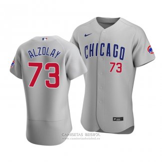 Camiseta Beisbol Hombre Chicago Cubs Adbert Alzolay Autentico Road Gris