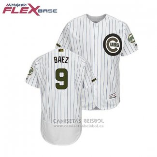 Camiseta Beisbol Hombre Chicago Cubs Javier Baez 2018 Dia de los Caidos Flex Base Blanco