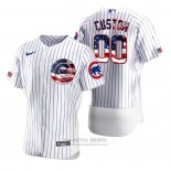 Camiseta Beisbol Hombre Chicago Cubs Personalizada 2020 Stars & Stripes 4th of July Blanco