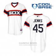 Camiseta Beisbol Hombre Chicago White Sox 45 Bobby Jenks Blanco Alterno Cool Base