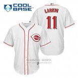 Camiseta Beisbol Hombre Cincinnati Reds Barry Larkin 11 Blanco Primera Cool Base