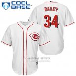 Camiseta Beisbol Hombre Cincinnati Reds Homer Bailey 34 Blanco Primera Cool Base