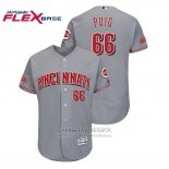 Camiseta Beisbol Hombre Cincinnati Reds Yasiel Puig Road Flex Base Gris