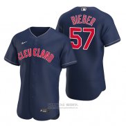 Camiseta Beisbol Hombre Cleveland Guardians Shane Bieber Autentico Alterno Azul