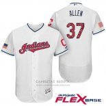 Camiseta Beisbol Hombre Cleveland Indians 2017 Estrellas y Rayas Cody Allen Blanco Flex Base