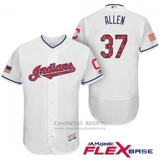 Camiseta Beisbol Hombre Cleveland Indians 2017 Estrellas y Rayas Cody Allen Blanco Flex Base