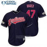 Camiseta Beisbol Hombre Cleveland Indians 2017 Postemporada 47 Trevor Bauer Azul Cool Base