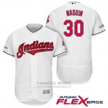 Camiseta Beisbol Hombre Cleveland Indians 2017 Postemporada Tyler Naquin Blanco Flex Base