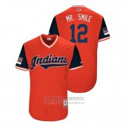 Camiseta Beisbol Hombre Cleveland Indians Francisco Lindor 2018 LLWS Players Weekend Mr. Smile Rojo