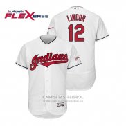 Camiseta Beisbol Hombre Cleveland Indians Francisco Lindor 2019 All Star Patch Flex Base Blanco