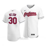 Camiseta Beisbol Hombre Cleveland Indians Kyle Nelson Autentico Primera Blanco