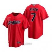 Camiseta Beisbol Hombre Cleveland Indians Myles Straw Replica Alterno Rojo