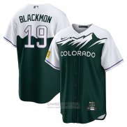 Camiseta Beisbol Hombre Colorado Rockies Charlie Blackmon City Connect Replica Blanco Verde