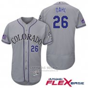 Camiseta Beisbol Hombre Colorado Rockies David Dahl 26 Gris Autentico Collection Flex Base