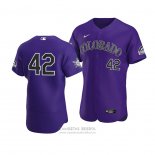 Camiseta Beisbol Hombre Colorado Rockies Jackie Robinson Day Autentico Violeta