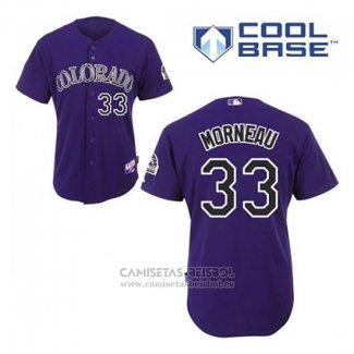 Camiseta Beisbol Hombre Colorado Rockies Justin Morneau 33 Violeta Alterno Cool Base