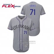 Camiseta Beisbol Hombre Colorado Rockies Wade Davis Autentico Collection Flex Base Gris