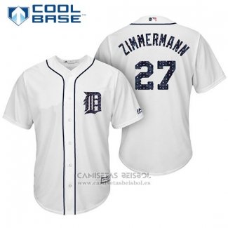 Camiseta Beisbol Hombre Detroit Tigers 2017 Estrellas y Rayas Jordan Zimmermann Blanco Cool Base