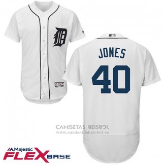 Camiseta Beisbol Hombre Detroit Tigers 40 Jacoby Jones Blanco Flex Base