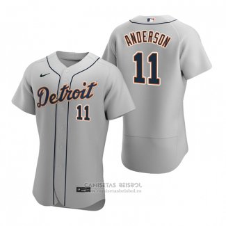 Camiseta Beisbol Hombre Detroit Tigers Sparky Anderson Autentico 2020 Road Gris