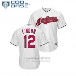 Camiseta Beisbol Hombre Indians Francisco Lindor Cool Base Big & Tall Primera Blanco