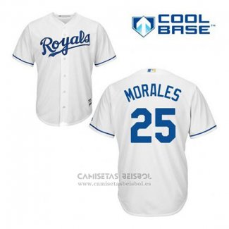 Camiseta Beisbol Hombre Kansas City Royals Kendrys Morales 25 Blanco Primera Cool Base