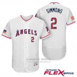 Camiseta Beisbol Hombre Los Angeles Angels 2017 Estrellas y Rayas Andrelton Simmons Blanco Flex Base