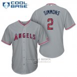 Camiseta Beisbol Hombre Los Angeles Angels 2017 Estrellas y Rayas Andrelton Simmons Gris Cool Base