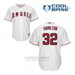 Camiseta Beisbol Hombre Los Angeles Angels Josh Hamilton 32 Blanco Primera Cool Base