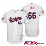 Camiseta Beisbol Hombre Los Angeles Dodgers 2017 Estrellas y Rayas Yasiel Puig Blanco Flex Base