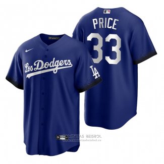 Camiseta Beisbol Hombre Los Angeles Dodgers David Price 2021 City Connect Replica Azul