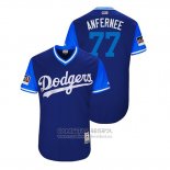 Camiseta Beisbol Hombre Los Angeles Dodgers Dennis Santana 2018 LLWS Players Weekend Anfernee Azul