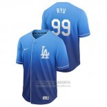 Camiseta Beisbol Hombre Los Angeles Dodgers Hyun Jin Ryu Fade Autentico Azul