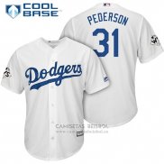 Camiseta Beisbol Hombre Los Angeles Dodgers Joc Pederson Blanco Cool Base