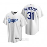 Camiseta Beisbol Hombre Los Angeles Dodgers Max Scherzer Replica Primera Blanco