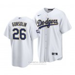 Camiseta Beisbol Hombre Los Angeles Dodgers Tony Gonsolin 2021 Gold Program Replica Blanco