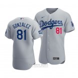 Camiseta Beisbol Hombre Los Angeles Dodgers Victor Gonzalez 2020 Autentico Alterno Gris