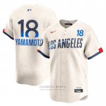 Camiseta Beisbol Hombre Los Angeles Dodgers Yoshinobu Yamamoto 2024 City Connect Limited Crema