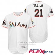 Camiseta Beisbol Hombre Miami Marlins 21 Christian Yelich Blanco 2017 Flex Base