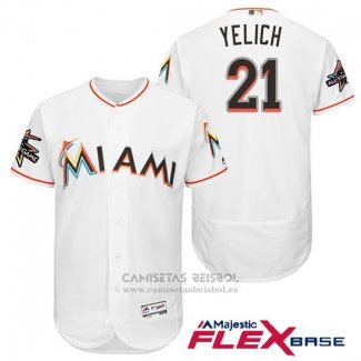 Camiseta Beisbol Hombre Miami Marlins 21 Christian Yelich Blanco 2017 Flex Base