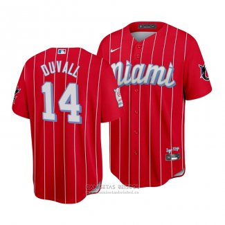 Camiseta Beisbol Hombre Miami Marlins Adam Duvall 2021 City Connect Replica Rojo