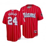 Camiseta Beisbol Hombre Miami Marlins Jesus Aguilar 2021 City Connect Replica Rojo