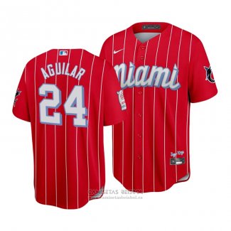 Camiseta Beisbol Hombre Miami Marlins Jesus Aguilar 2021 City Connect Replica Rojo